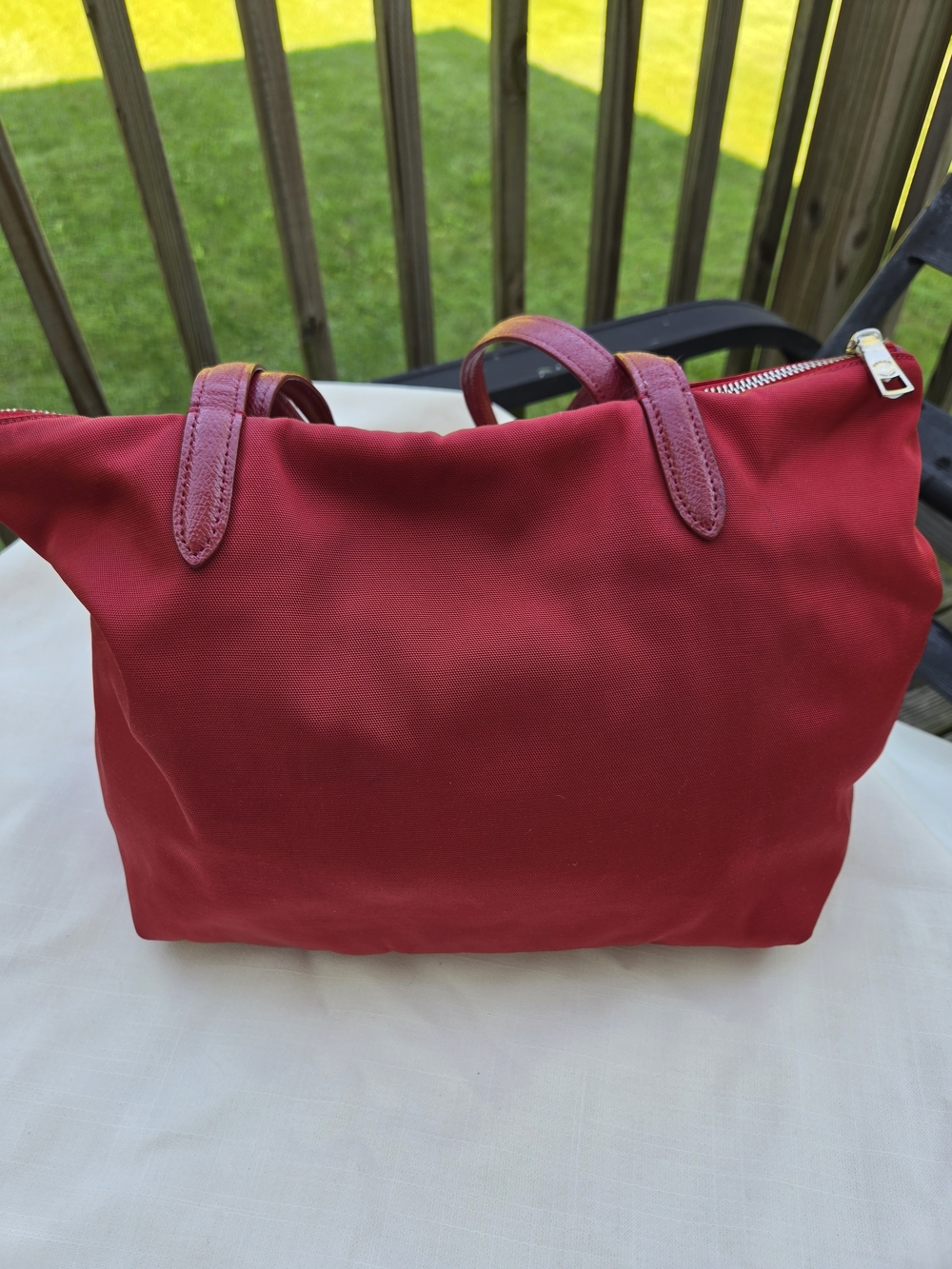 Coach Red Taylor Nylon Zip Tote with Silver Hardware - Picture 5 of 12
